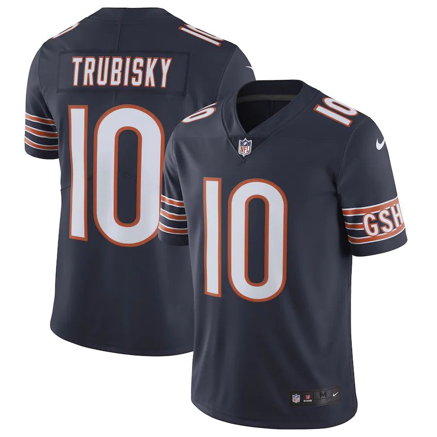 Men Chicago Bears #10 Mitchell Trubisky Nike Navy Vapor Untouchable Limited NFL Jersey->chicago bears->NFL Jersey